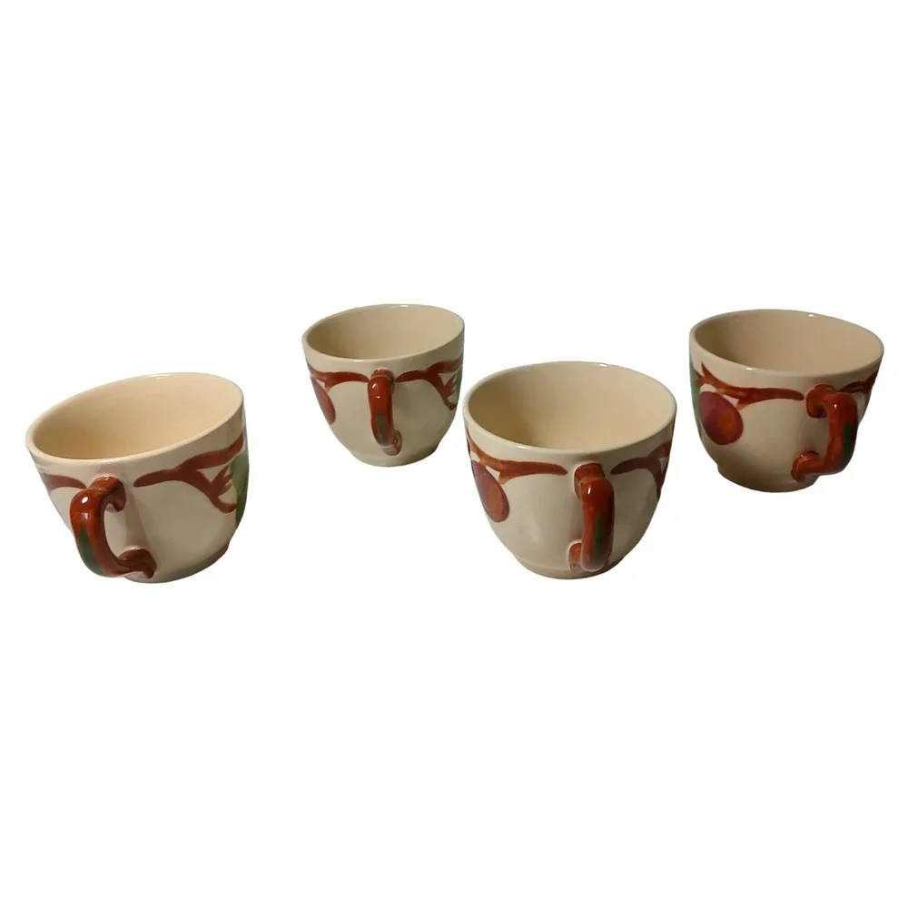 Vintage Franciscan Apple‎ Pattern Coffee Mug Teacups Ceramic 2.75 in Set of Four